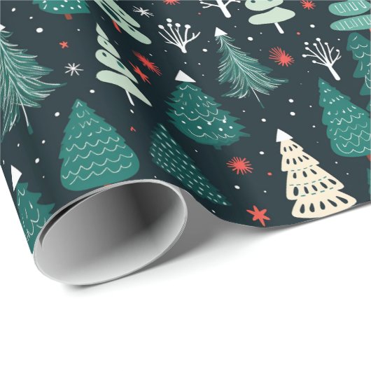 Schattige Groen Kerstboom Xmas Inpakpapier (Rol Hoek)