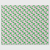 Schattige groen kikkerpatroon roze cadeaupapier (Vlak)