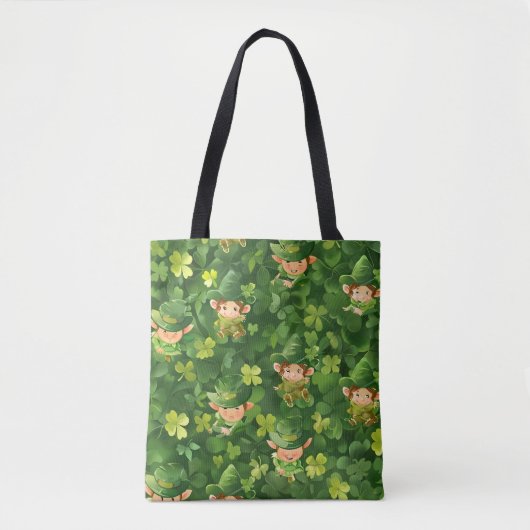 Schattige groen Leprechaun-patroon Tote Bag (Voorkant)