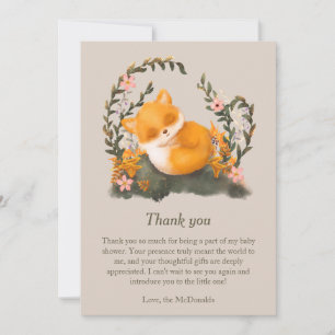 Schattige groen Little Fox Baby shower Bedankkaart