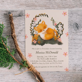 Schattige groen Little Fox Baby shower Kaart