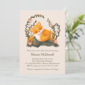 Schattige groen Little Fox Baby shower Kaart (Staand voorkant)