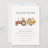 Schattige Groen Lokaal Groen Boerderij Tractor Bab Kaart (Voorkant)