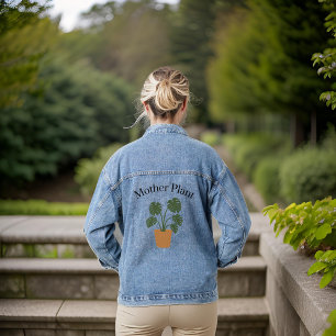 Schattige Groen Modern Typografie Plant Moeder Denim Jacket