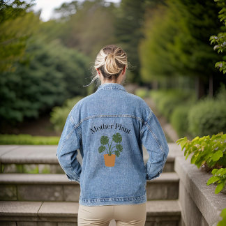 Schattige Groen Modern Typografie Plant Moeder Denim Jacket