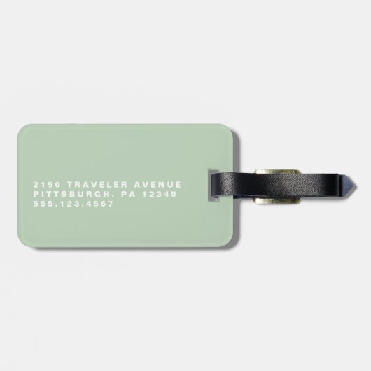 Schattige groen monogram bagagelabel (Achterkant horizontaal)