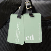 Schattige groen monogram bagagelabel