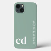 Schattige groen monogram Case-Mate iPhone case (Achterkant)