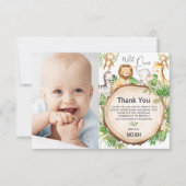 Schattige groen Oerwoud Dieren Verjaardagsfeestfot Bedankkaart (Voorkant)