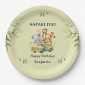 Schattige Groen Oerwoud Dierensafari Verjaardag Papieren Bordje (Voorkant)