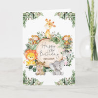 Schattige groen Oerwoud Safari Animals Happy Birth