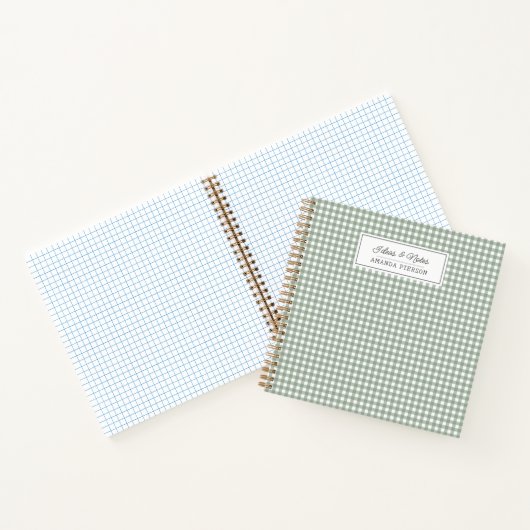 Schattige Groen Plaid Gepersonaliseerde Familie Id Notitieboek (Binnen)