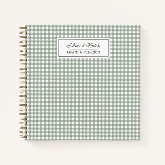Schattige Groen Plaid Gepersonaliseerde Familie Id Notitieboek (Voorkant)