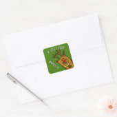 Schattige groen rendier Kind naam kerstcadeau Vierkante Sticker (Envelop)