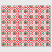 Schattige Groen Rood Kerst Hondenliefhebbers Pet M Cadeaupapier (Vlak)