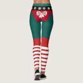 Schattige Groen Rood Wit Strepen Candy Cane Elf Vr Leggings (Achterkant)