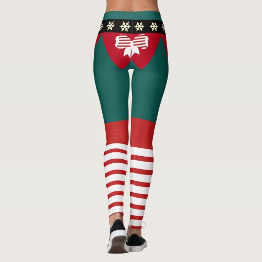 Schattige Groen Rood Wit Strepen Candy Cane Elf Vr Leggings (Achterkant)