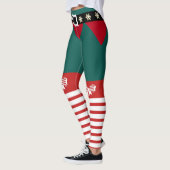 Schattige Groen Rood Wit Strepen Candy Cane Elf Vr Leggings (Links)