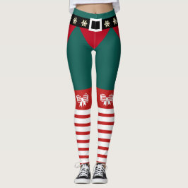 Schattige Groen Rood Wit Strepen Candy Cane Elf Vr Leggings