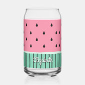 Schattige Groen Roze Pastel Watermeloen Gepersonal Blikvorm Glas (Voorkant)