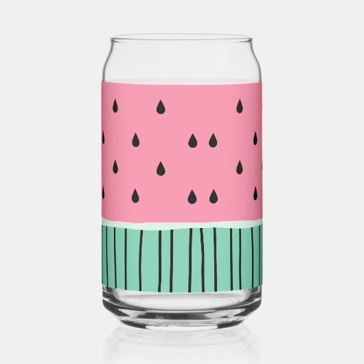 Schattige Groen Roze Pastel Watermeloen Gepersonal Blikvorm Glas (Achterkant)