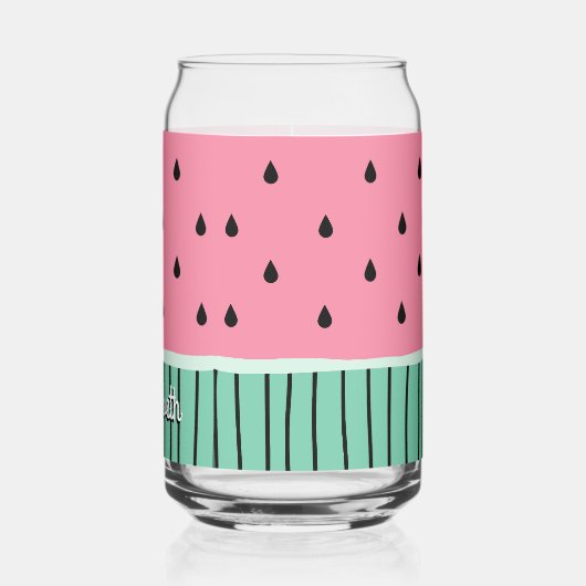 Schattige Groen Roze Pastel Watermeloen Gepersonal Blikvorm Glas (Links)
