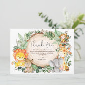 Schattige groen Safari Wild Animals Verjaardag Bedankkaart (Staand voorkant)