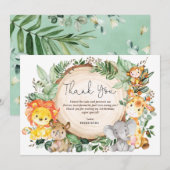 Schattige groen Safari Wild Animals Verjaardag Bedankkaart (Voorkant / Achterkant)