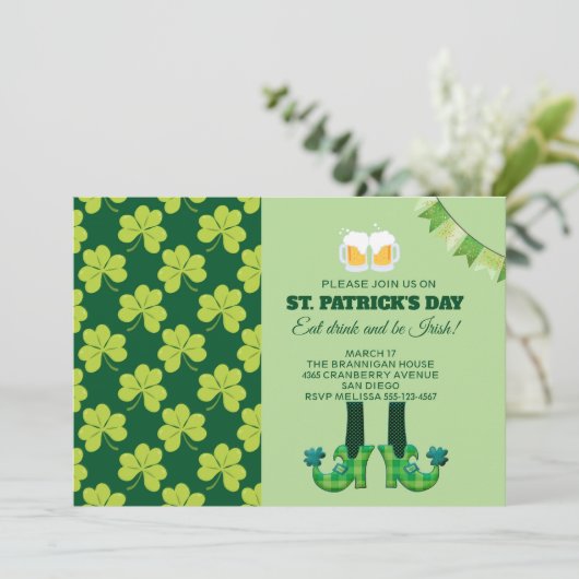 Schattige Groen Shamrock Patroon St. Patrick's Day Kaart (Staand voorkant)