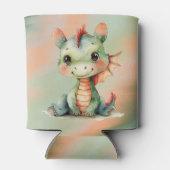 Schattige Groen Sinaasappel Dragon Boy Baby shower Blikjeskoeler (Achterkant)