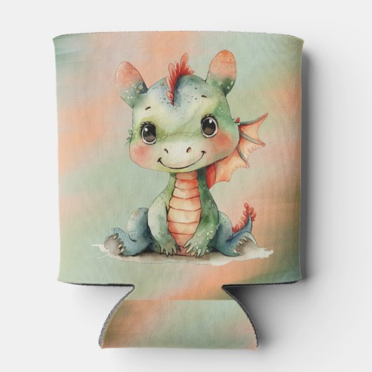Schattige Groen Sinaasappel Dragon Boy Baby shower Blikjeskoeler (Achterkant)