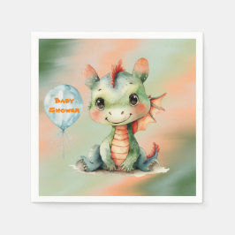 Schattige Groen Sinaasappel Dragon Boy Baby shower Servet
