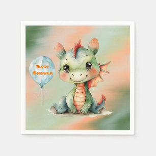 Schattige Groen Sinaasappel Dragon Boy Baby shower Servet
