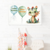 Schattige Groen Sinaasappel Dragon Boy Baby shower Spandoek (Insitu)