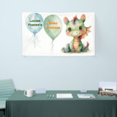 Schattige Groen Sinaasappel Dragon Boy Baby shower Spandoek (Beurs)