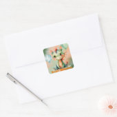 Schattige Groen Sinaasappel Dragon Boy Baby shower Vierkante Sticker (Envelop)