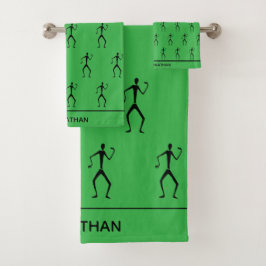 Schattige Groen, Stick Man Silhouette Danser Patro Bad Handdoek