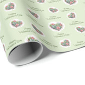 Schattige groen Succulent Heart Valentijnsdag Cadeaupapier (Rol Hoek)