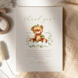 Schattige groen teddybeer Baby shower bedankt Kaart
