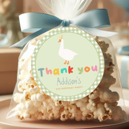 Schattige Groen Twee Gekke Gans 2e Verjaardag Favo Ronde Sticker