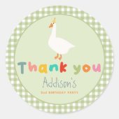 Schattige Groen Twee Gekke Gans 2e Verjaardag Favo Ronde Sticker (Voorkant)