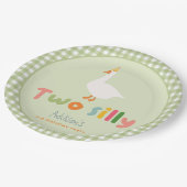 Schattige Groen Twee Gekke Gans 2e Verjaardag Papieren Bordje (Gekanteld)