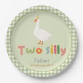 Schattige Groen Twee Gekke Gans 2e Verjaardag Papieren Bordje (Voorkant)