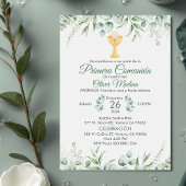 Schattige groen verlaat Spaans Eerste Communie Kaart