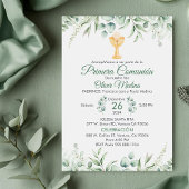 Schattige groen verlaat Spaans Eerste Communie Kaart