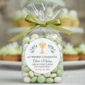 Schattige groen verlaat Spaans Eerste Communie Ronde Sticker