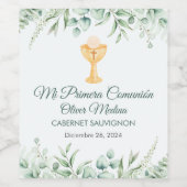 Schattige groen verlaat Spaans Eerste Communie Wijn Etiket (Enkel label)