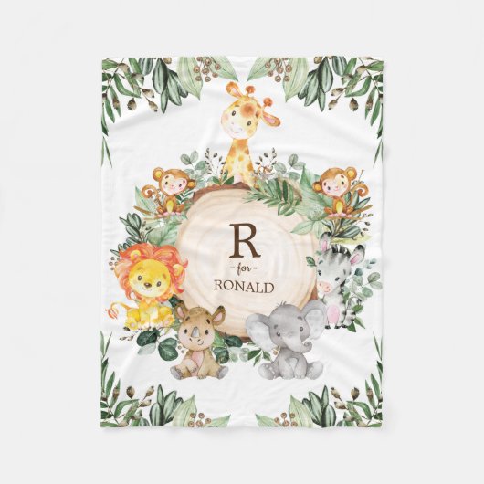 Schattige groen wild Oerwoud safari dieren kwekeri Fleece Deken (Voorkant)