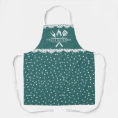 Schattige Groen Wit Polka Dots Kant Gigi's Kerst Schort (Voorkant)