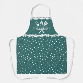 Schattige Groen Wit Polka Dots Kant Gigi's Kerst Schort